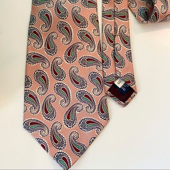 Vintage Polo by Ralph Lauren Pink Paisley Silk Tie New with Price Tag - Picture 1 of 4